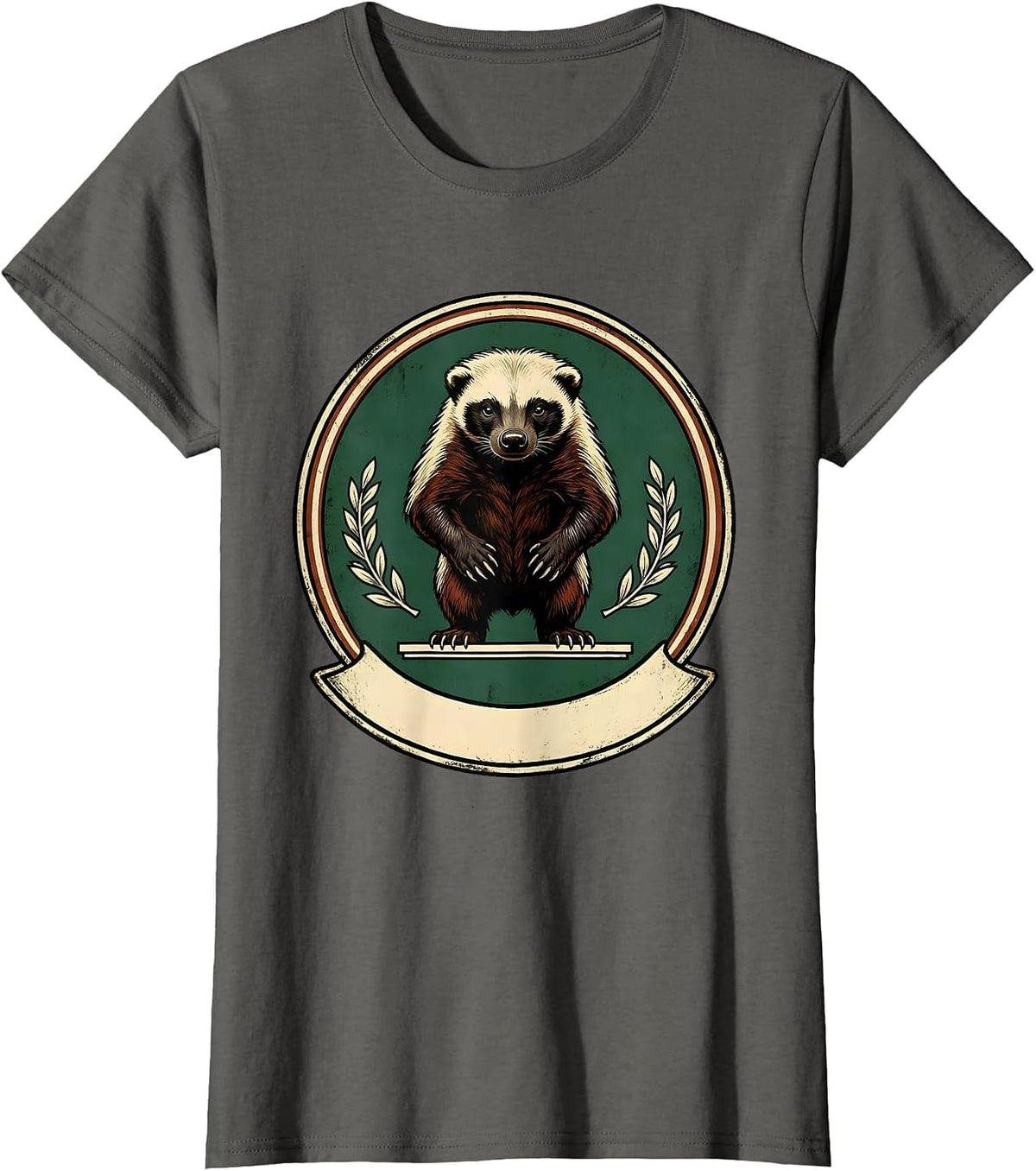 Women's Honey Badger Vintage Funny Animal Humor T-Shirt - Asphalt Grey
