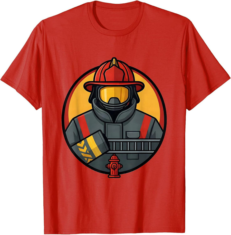 Men's Sealed Firefighter Badge Toddler Boy Kids Birthday T-Shirt - Red