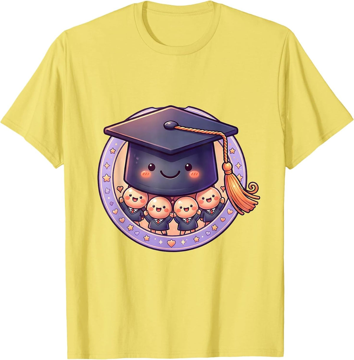 Men's 4th Grade Teacher Graduation Cap Students Gift T-Shirt - Lemon Yellow