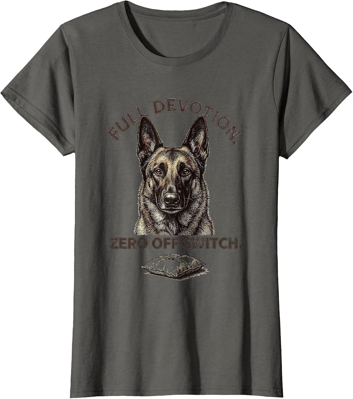 Women's Full Devotion Zero Off Switch Belgian Malinois Dog Lover T-Shirt - Asphalt Grey