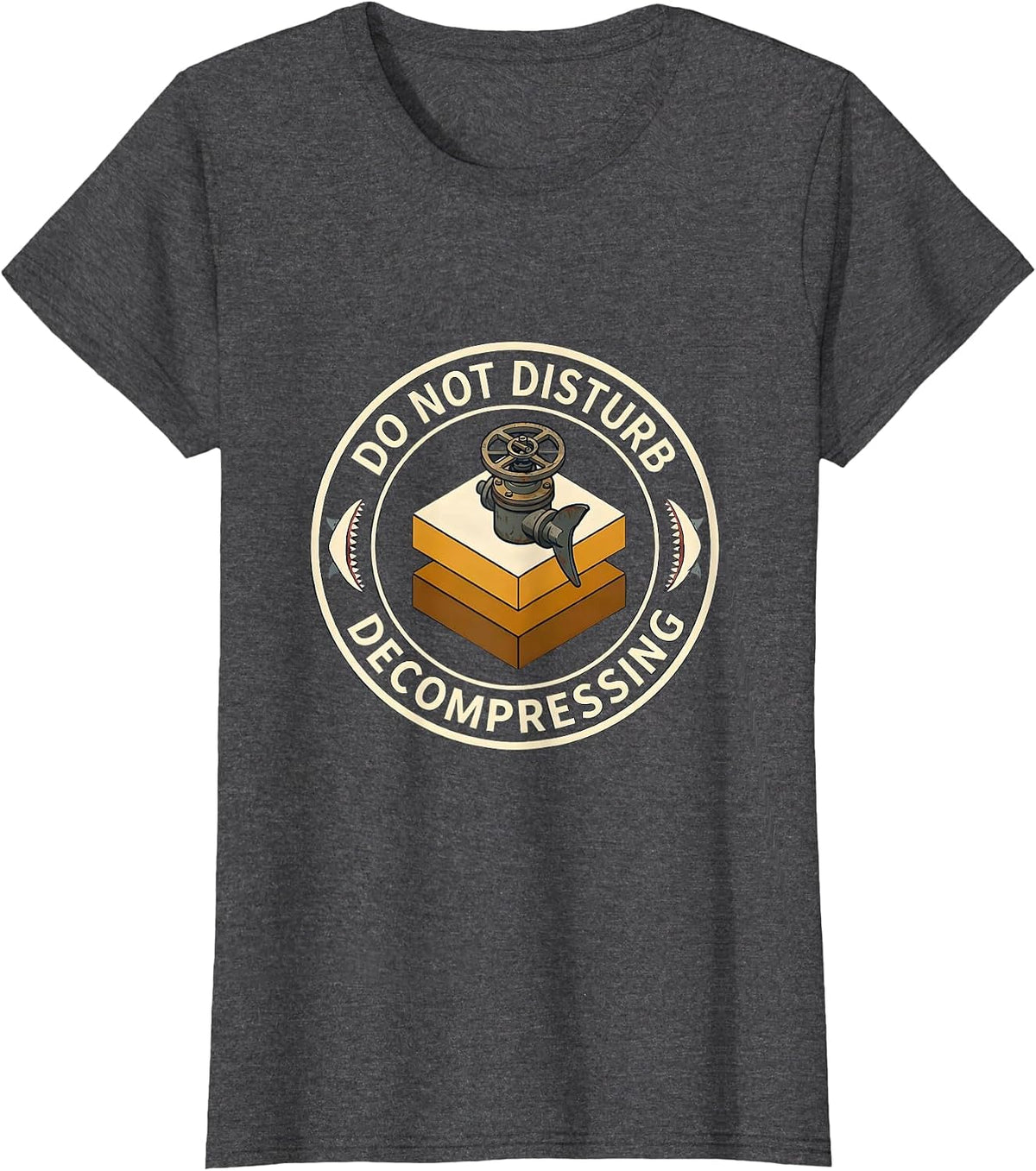 Women's Do Not Disturb Decompressing Funny Scuba Diver Humor T-Shirt - Dark Heather Grey