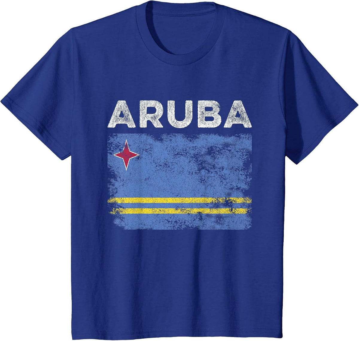 Aruba Flag Distressed - Men Women Kids - Aruban Flag T-Shirt - Royal Blue