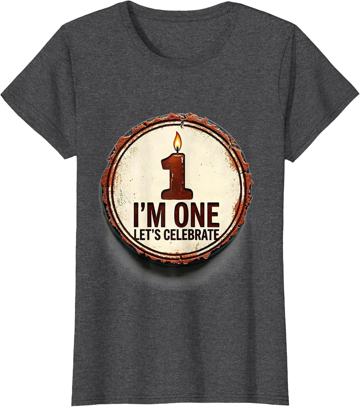 Women's I'm One Let's Celebrate Rubber Stamp First Birthday Family T-Shirt - Dark Heather Grey