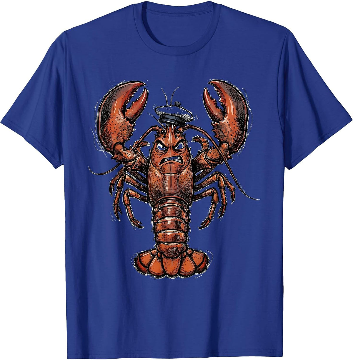 Angry Lobster Chef Hat Funny Culinary Art T-Shirt - Royal Blue
