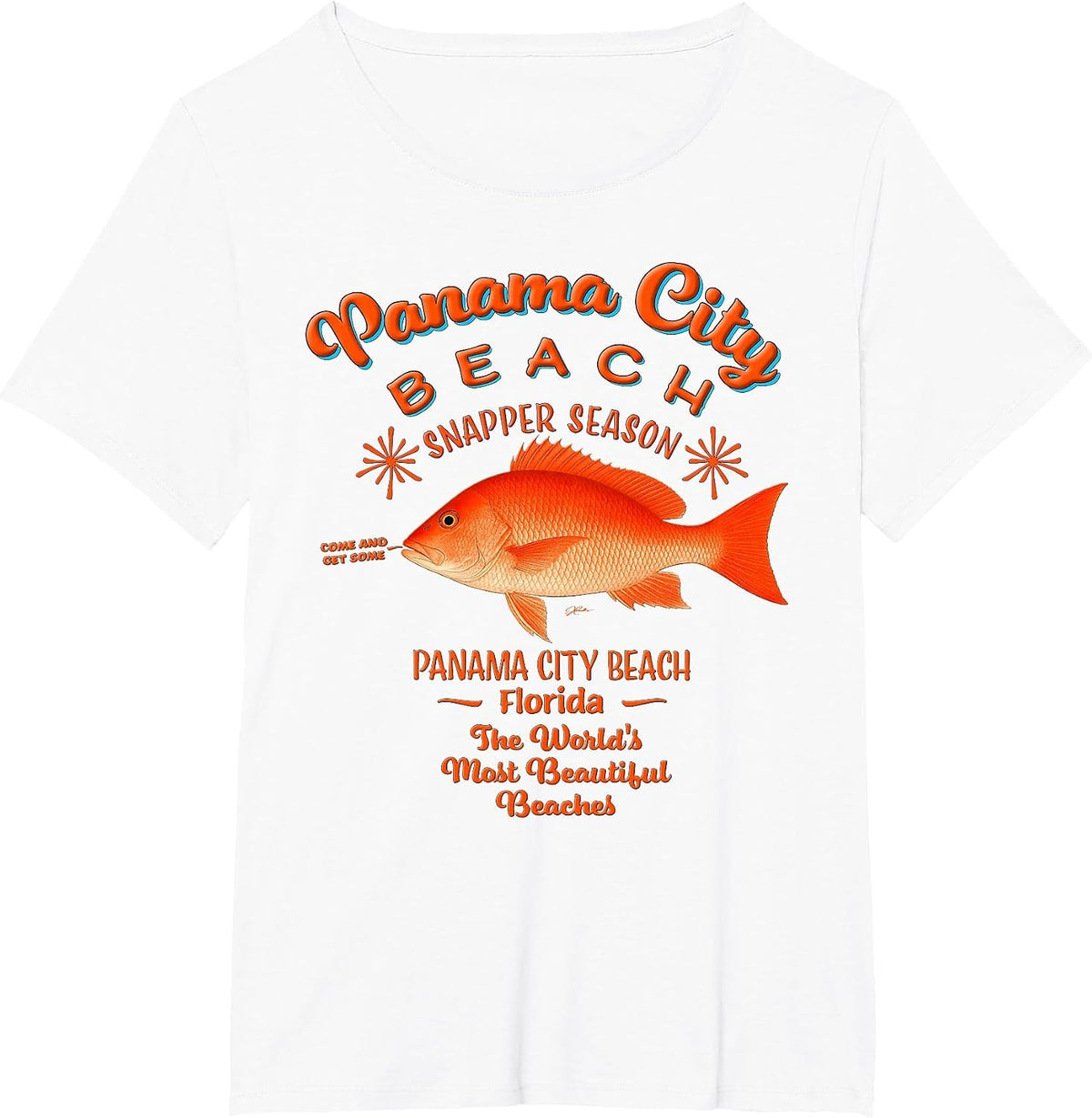 Panama City Beach, Florida, Red Snapper Fishing T-Shirt - White