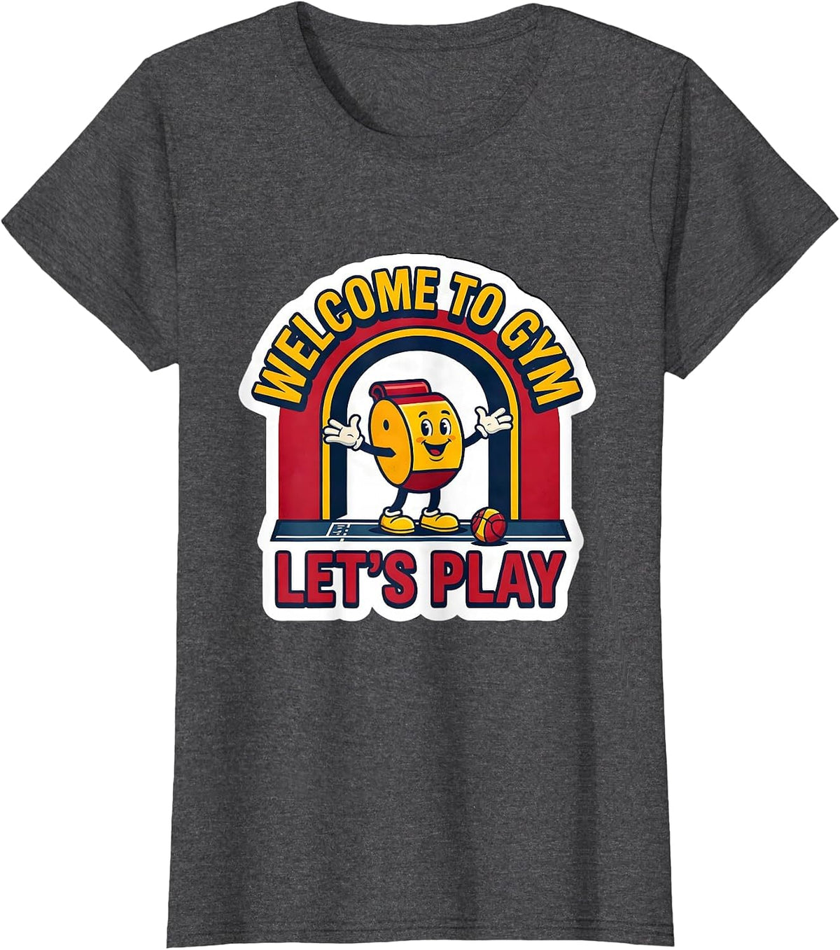 Women's Welcome To Gym Let's Play Funny PE Teacher Back To School T-Shirt - Dark Heather Grey