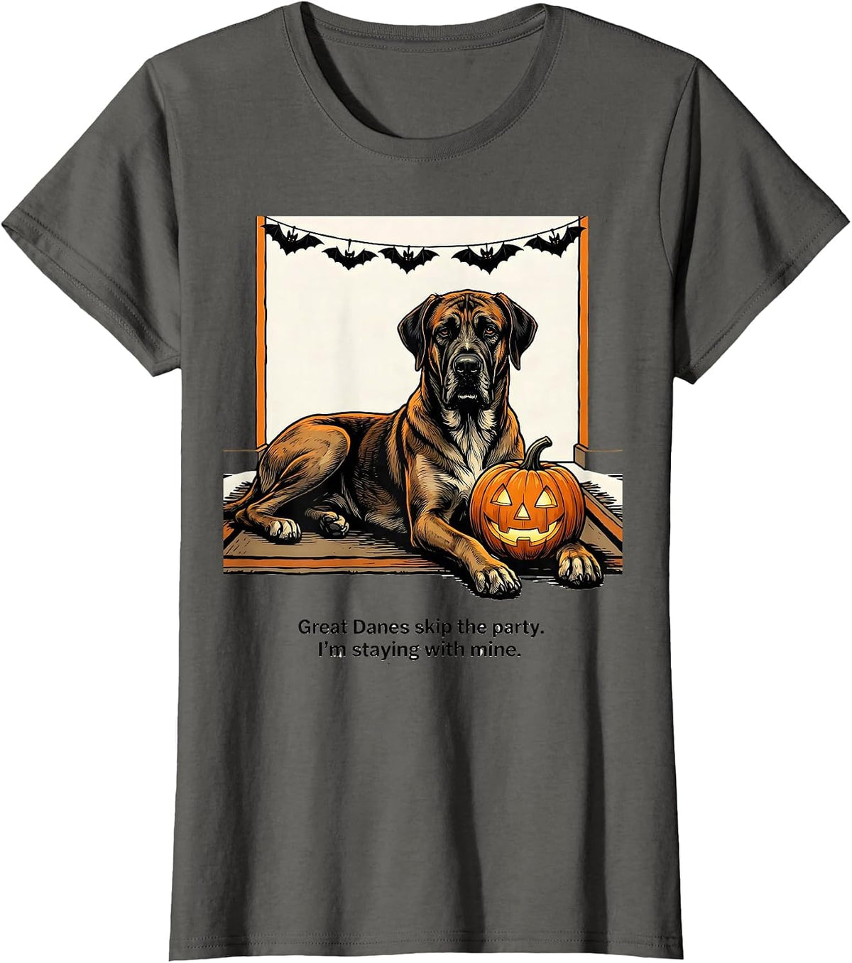 Women's Great Danes skip the party. I'm staying with mine. Funny T-Shirt - Asphalt Grey