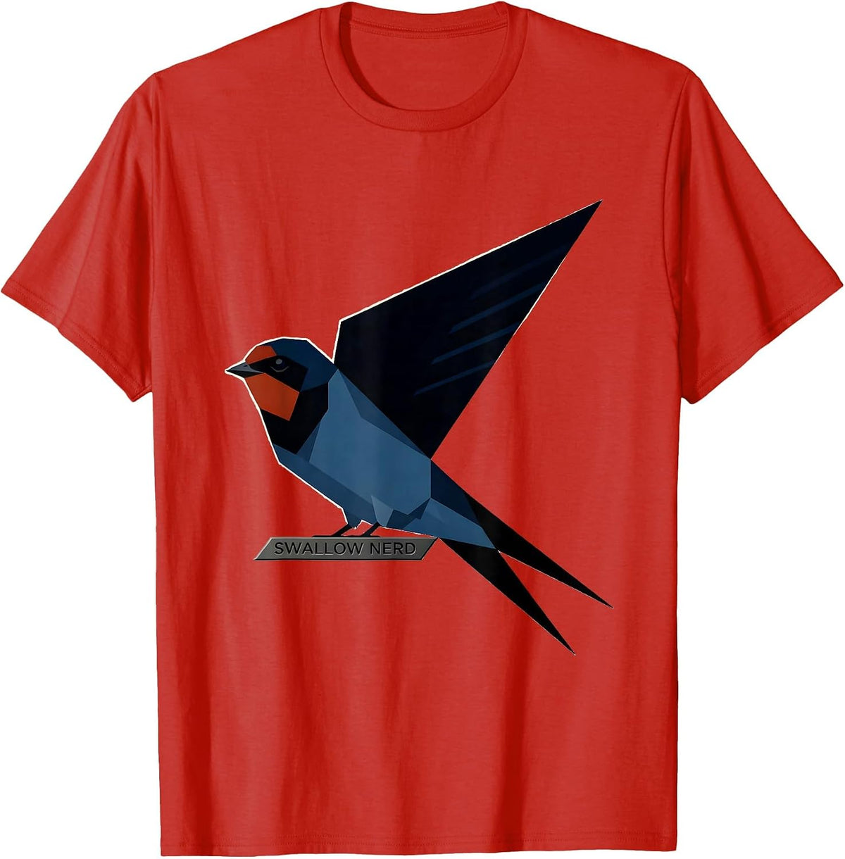 Men's Swallow Nerd Bauhaus Modernist Birdwatching Bird Lover Humor T-Shirt - Red