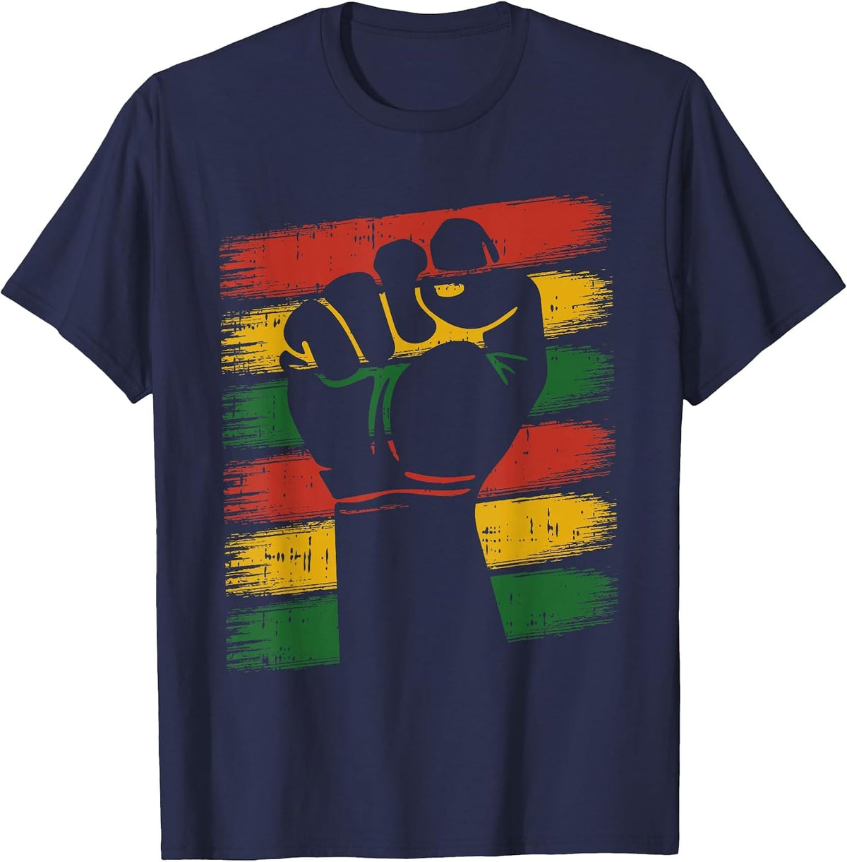Power Fist Juneteenth Cool Melanin Pride African American T-Shirt - Navy Blue