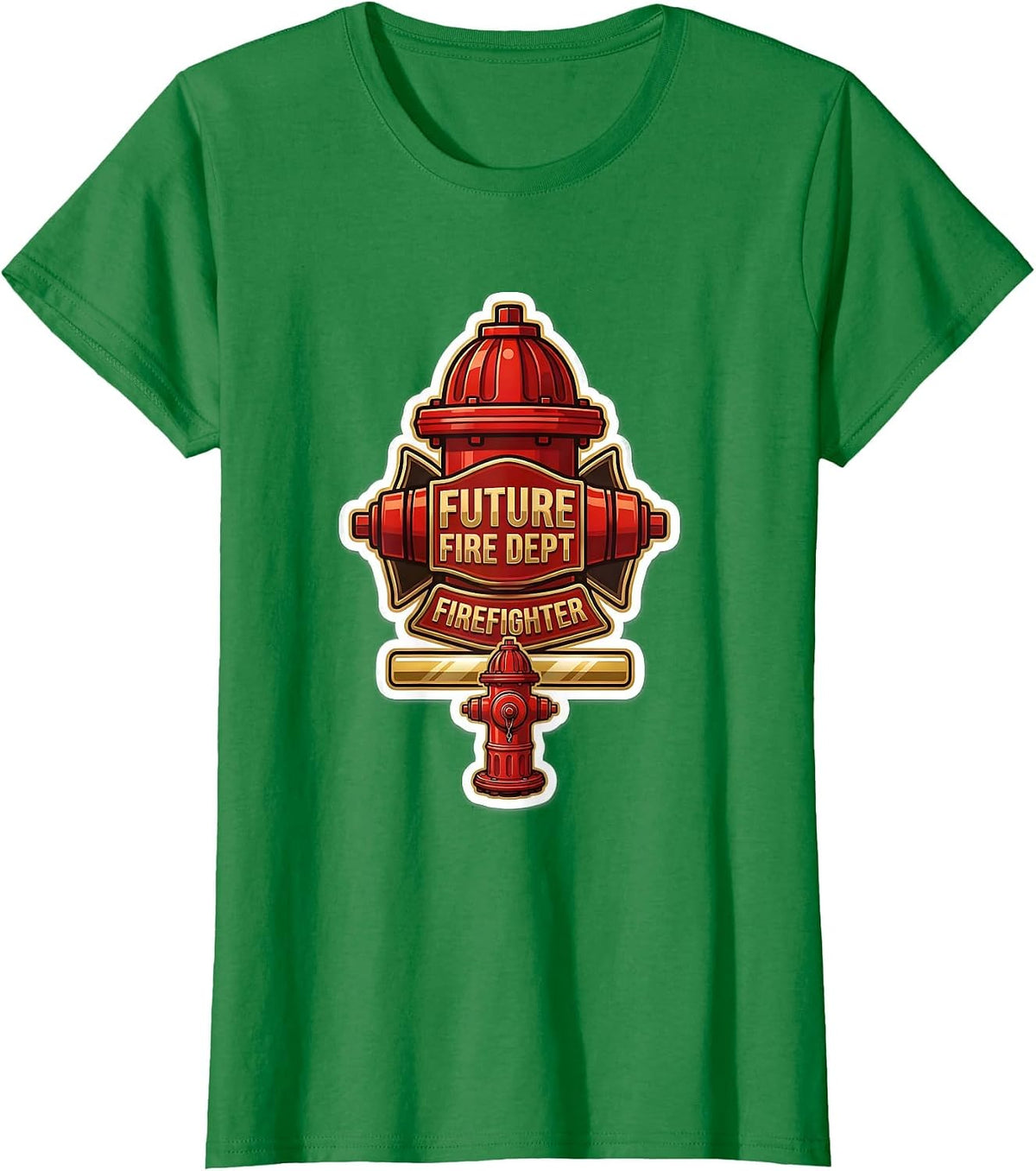 Future Fire Dept Firefighter Sticker Firefighter Badge T-Shirt - Kelly Green