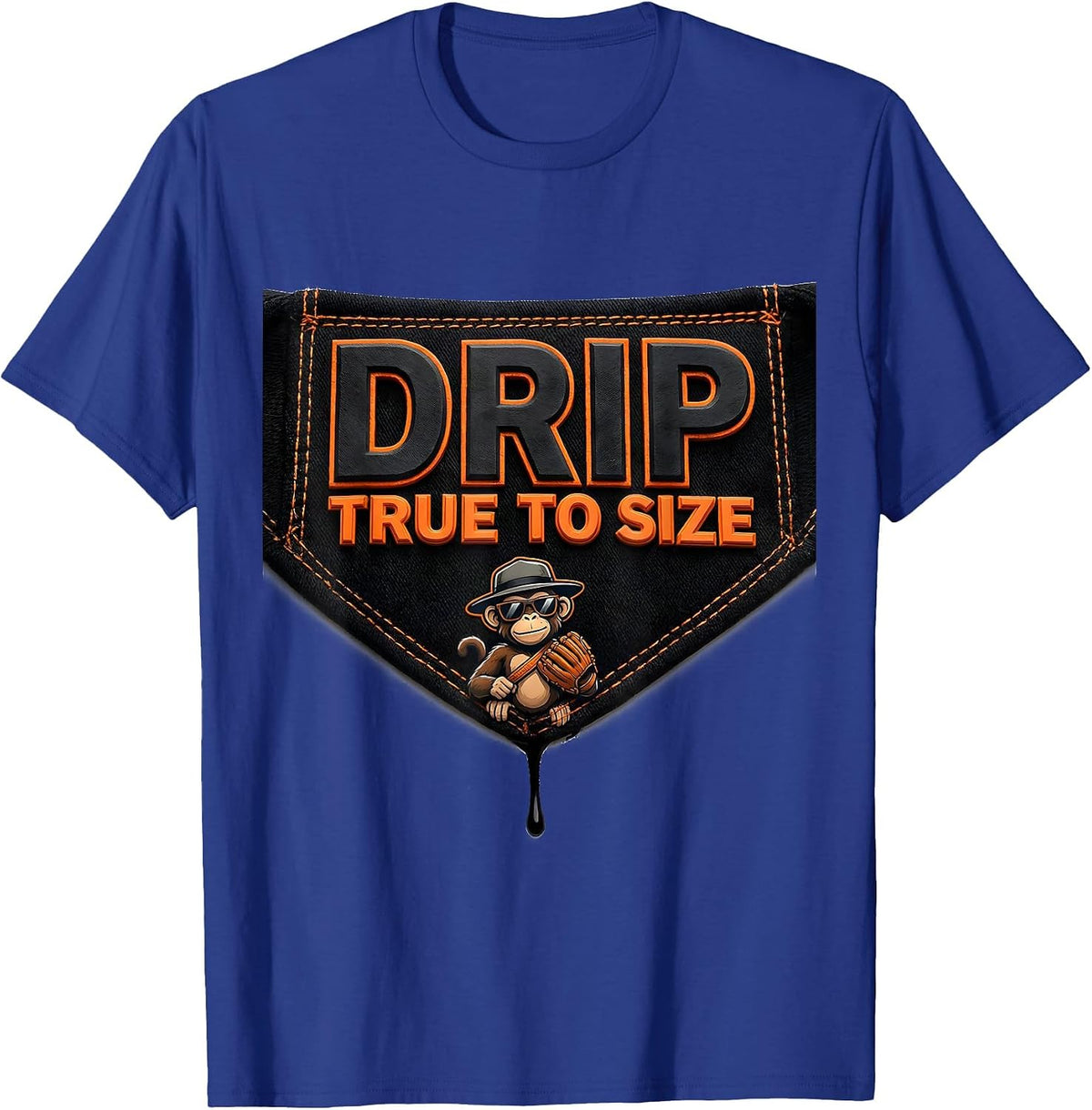 Men's Drip: True To Size Funny Monkey Baseball Youth Streetwear T-Shirt - Royal Blue