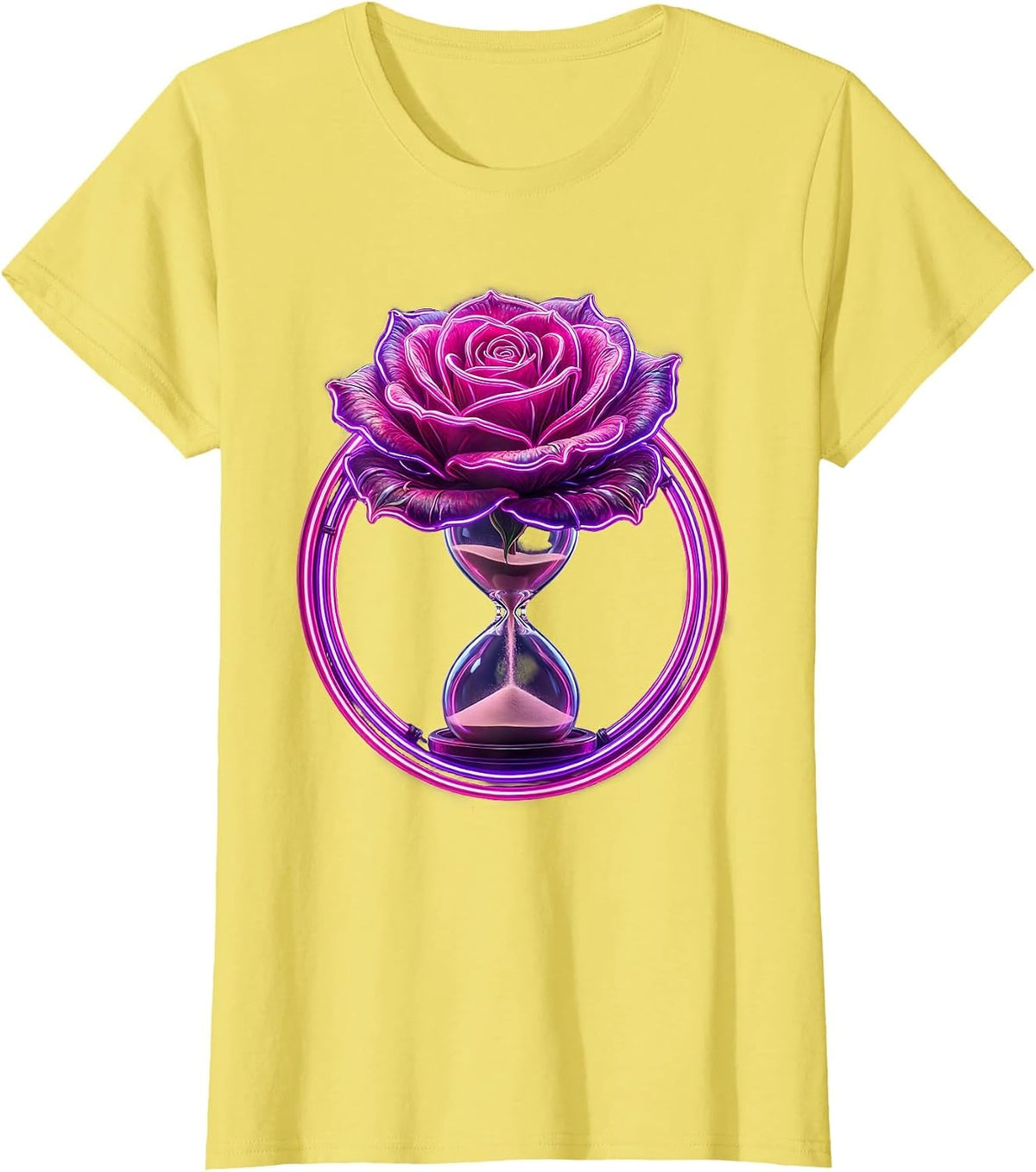 Women's 21st Birthday Blooming Rose Hourglass Design T-Shirt - Lemon Yellow