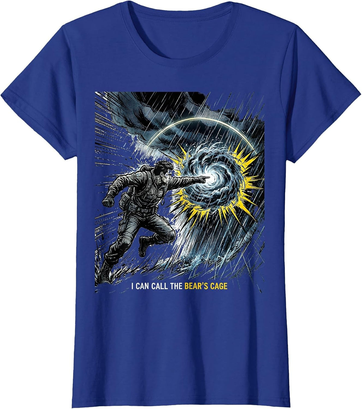 Women's I Can Call The Bear's Cage Comic Book Storm Chaser T-Shirt - Royal Blue