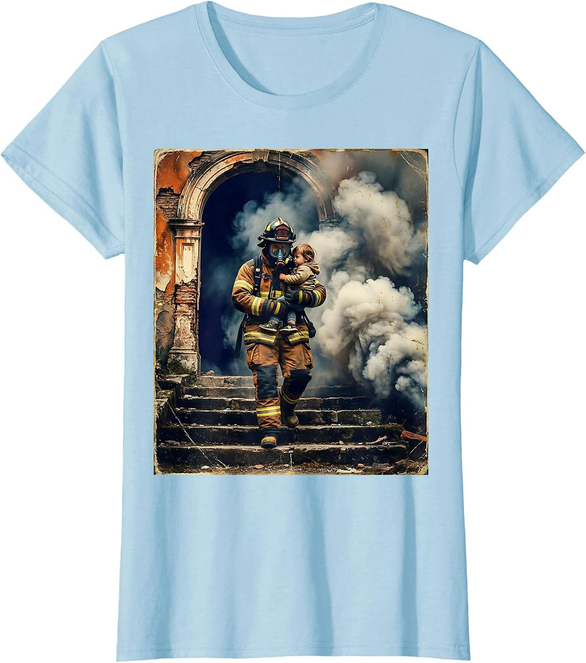 Firefighter Rescue Brave Hero Graphic Design T-Shirt - Baby Blue