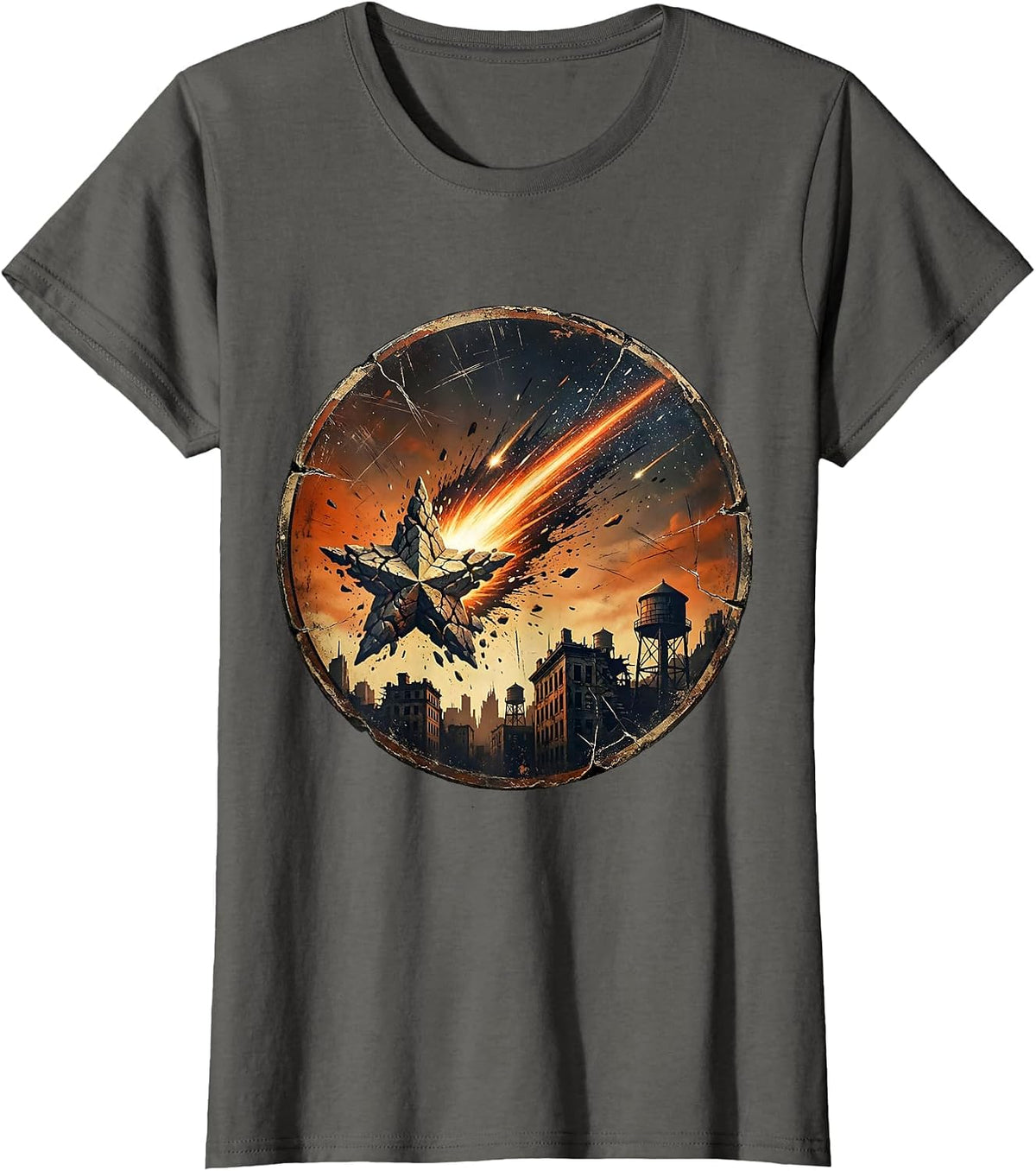 Women's 21st Birthday Shooting Star City Skyline T-Shirt - Asphalt Grey