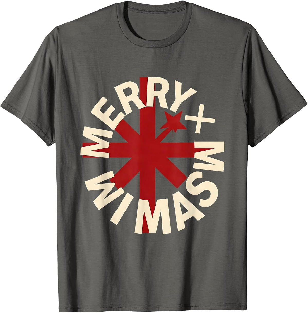 MERRY ×MAS Math Teacher Christmas Pun Humor T-Shirt - Asphalt Grey