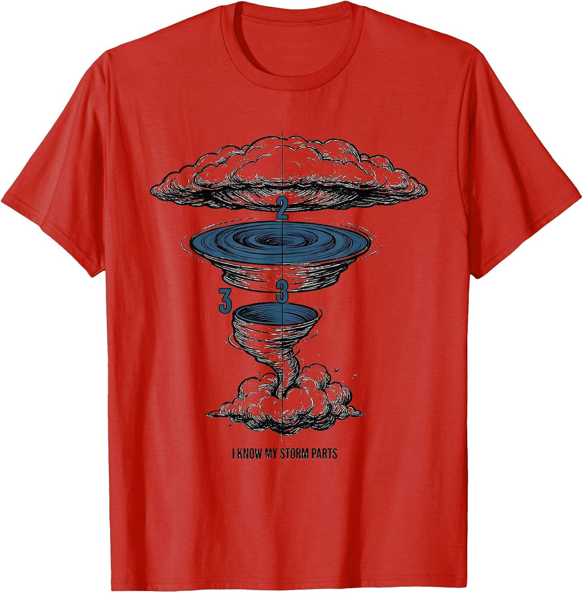 Men's I Know My Storm Parts Funny Tornado Chaser Meteorology Gift T-Shirt - Red
