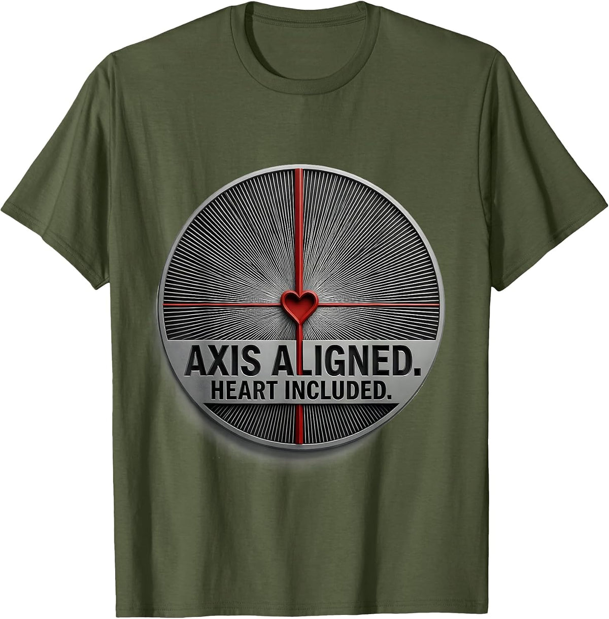 Axis Aligned Heart Included Optometrist Valentine's Day T-Shirt - Olive Green