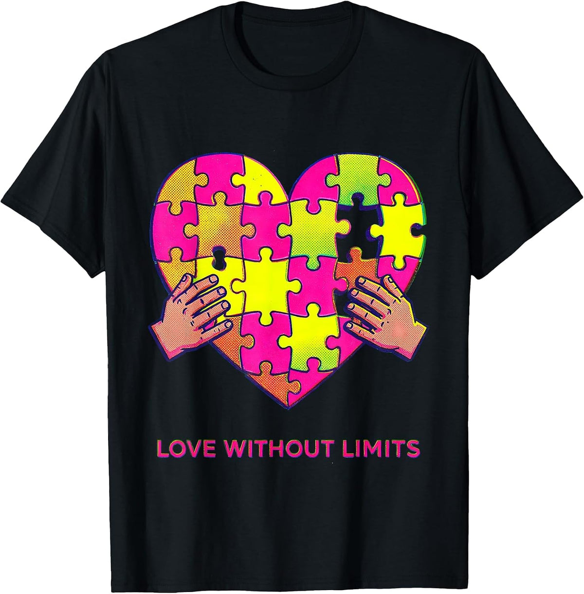 Men's Down Syndrome Awareness Love Without Limits Design T-Shirt - Black