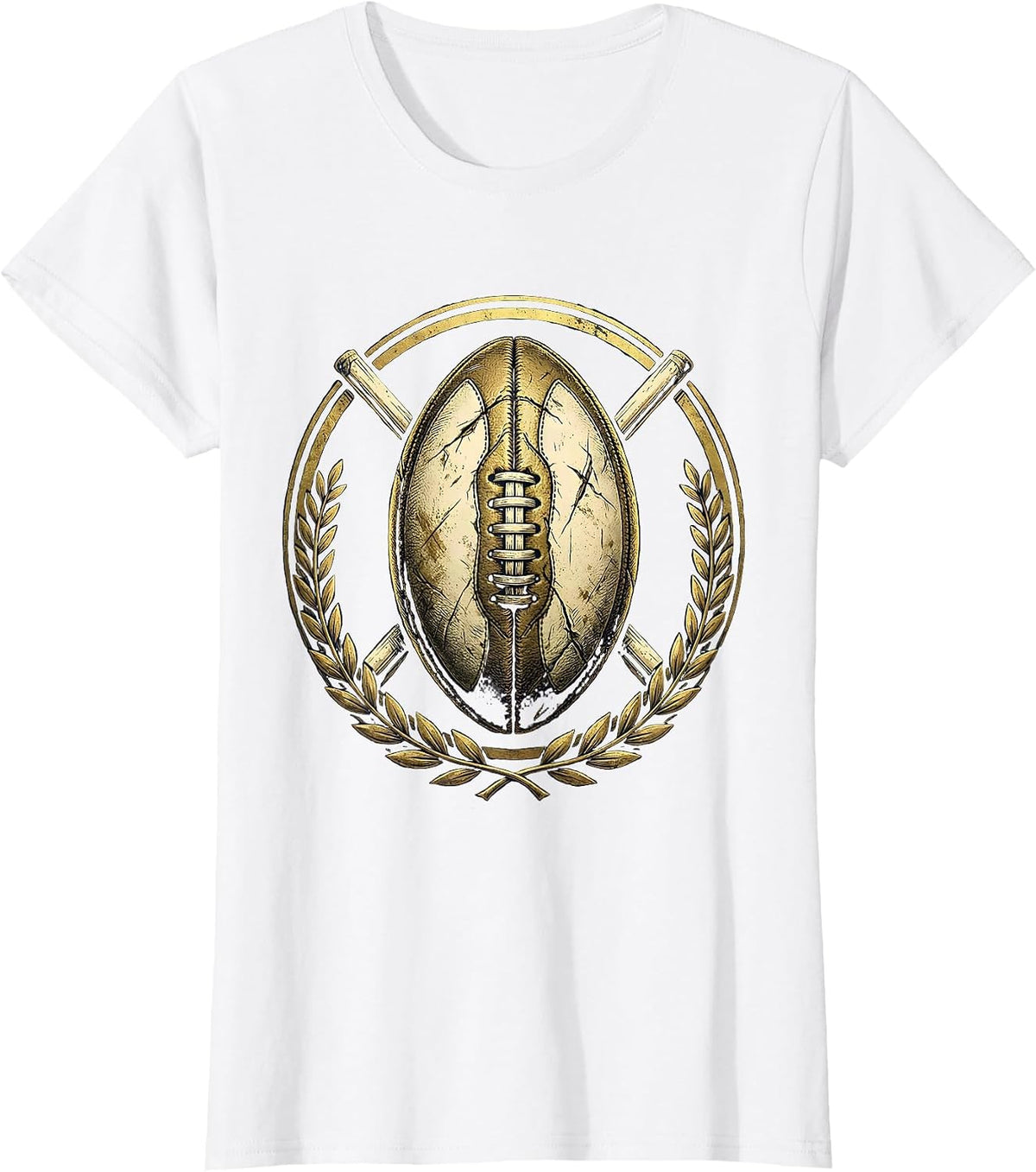Women's Weathered Rugby Ball Vintage Illustration T-Shirt - White