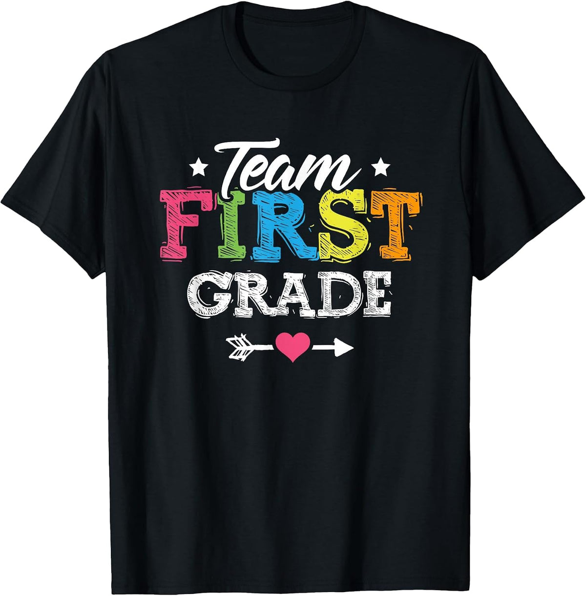 Team First Grade Shirt Teacher Student Kids Back to School T-Shirt - Black