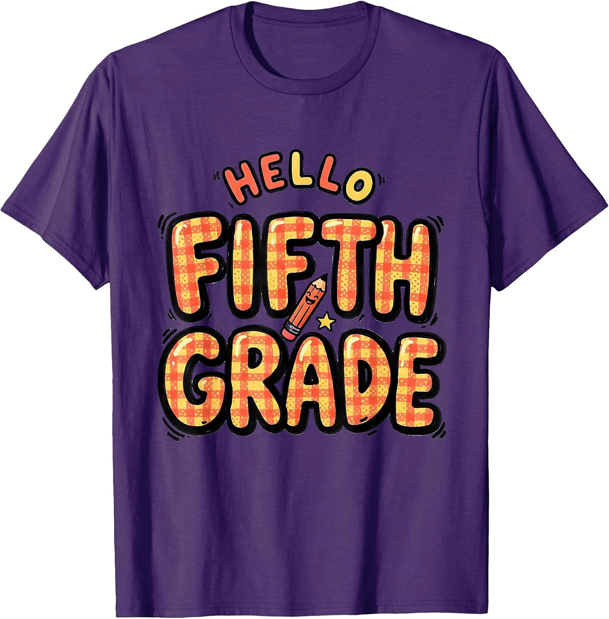 Hello Fifth Grade Cheerful Back To School Kids First Day T-Shirt - Purple