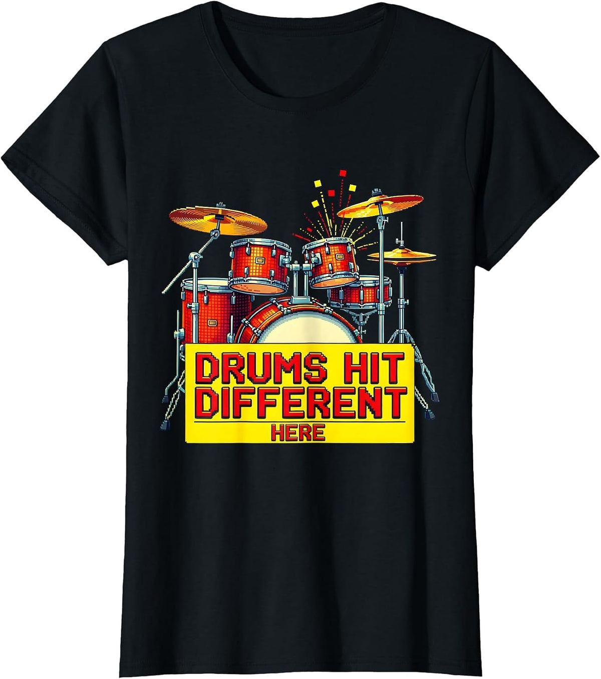 Drums Hit Different Drummer Music Design T-Shirt - Black
