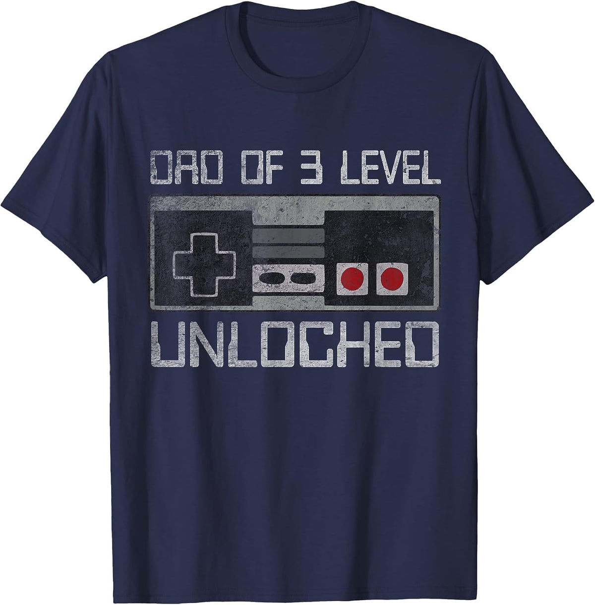 Daddy Again Leveled Up to Dad of 3 Level Unlocked Father Day T-Shirt - Navy Blue