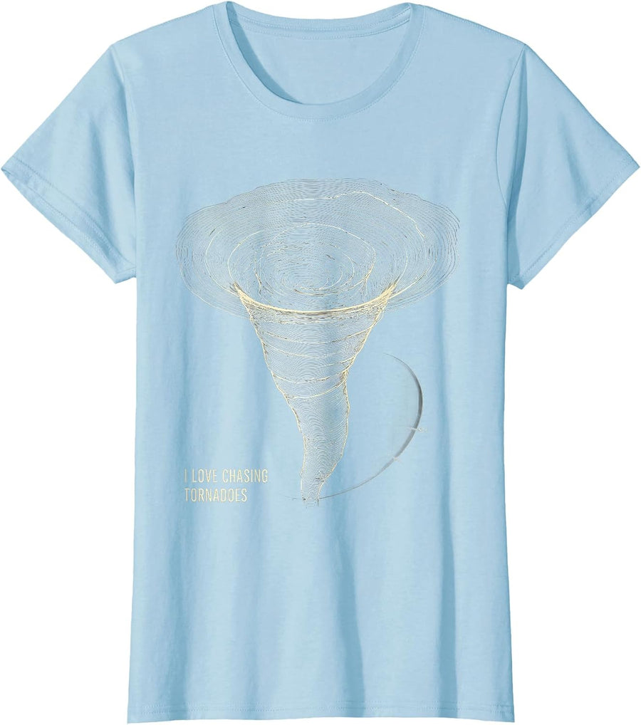 Women's I Love Chasing Tornadoes Topographic Contour Storm Chaser T-Shirt - Baby Blue