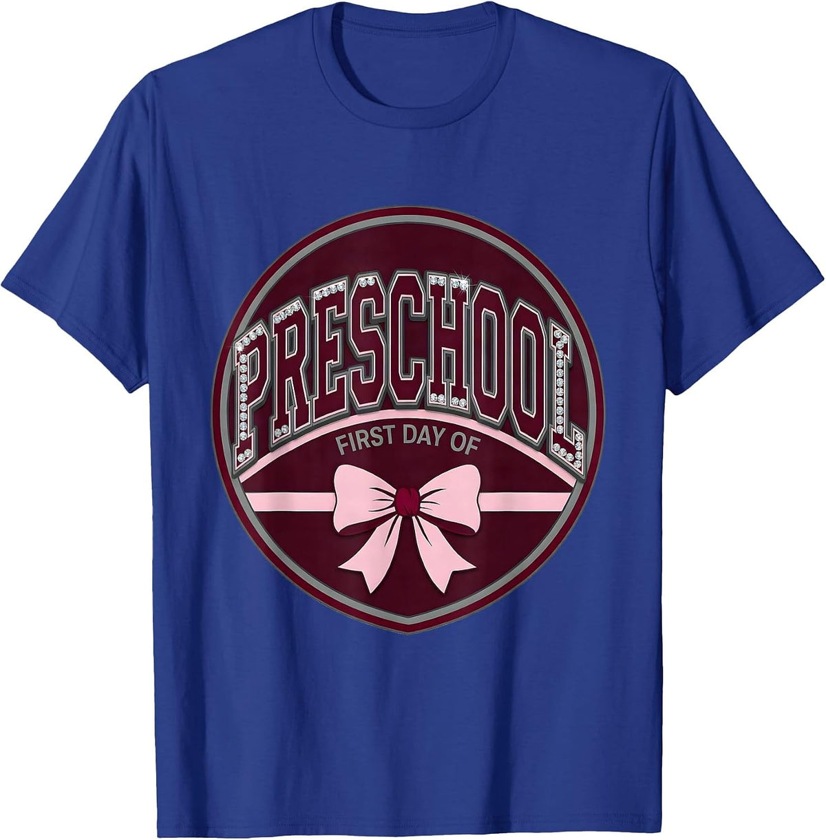 Men's First Day Of Preschool Cute Bow Back To School Girl Teacher T-Shirt - Royal Blue