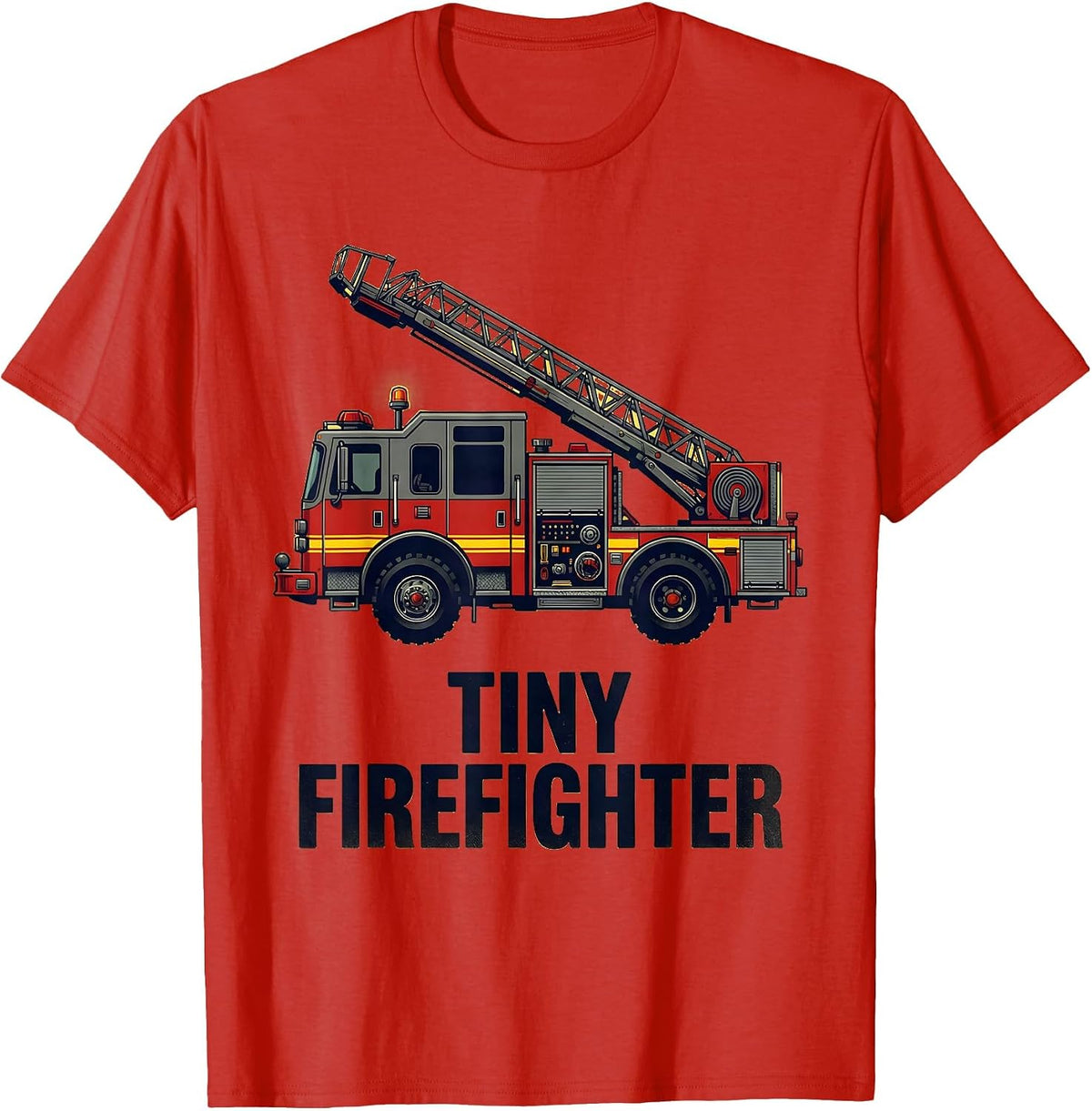 Men's Tiny Firefighter Cute Fire Truck Toddler Future Firefighter T-Shirt - Red
