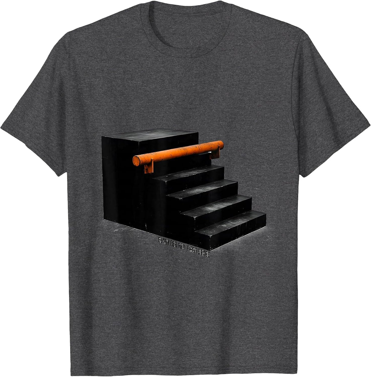 Men's Ready For You, First Grade Brutalist Graphic Teacher Student T-Shirt - Dark Heather Grey