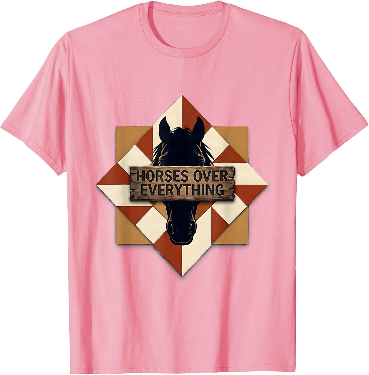 Men's Horses Over Everything Western Design T-Shirt - Pink