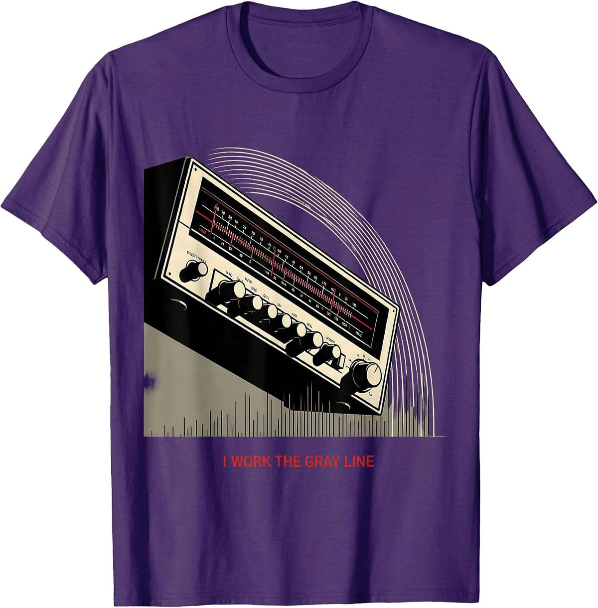 Men's I Work The Gray Line Funny Ham Radio Operator Hobby Humor T-Shirt - Purple