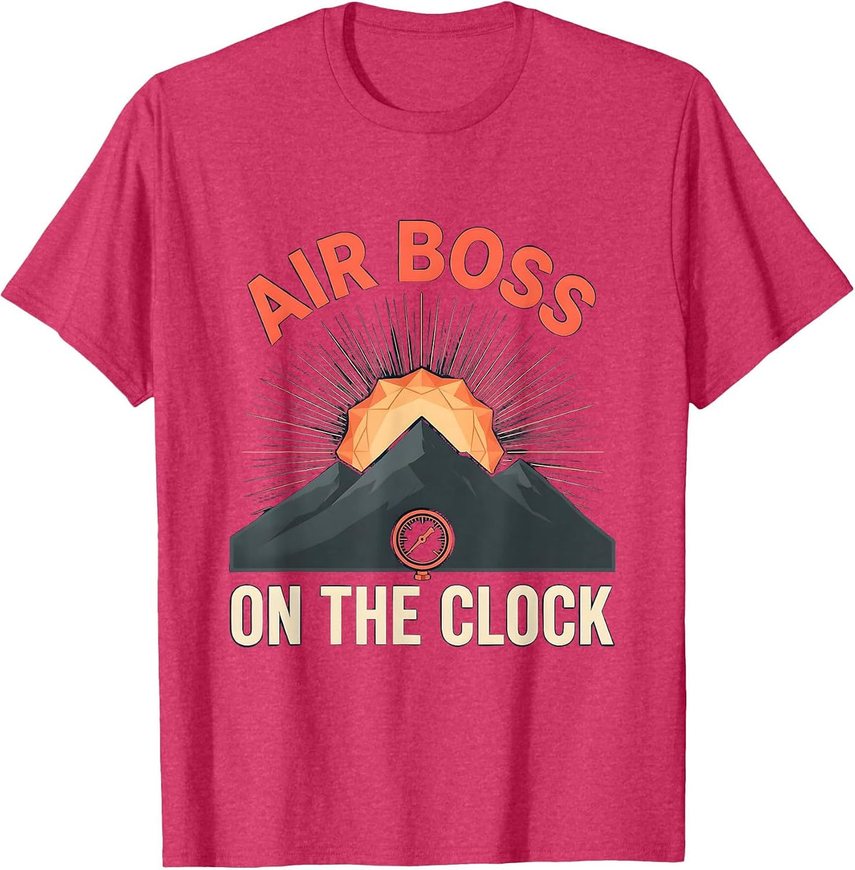 Air Boss On The Clock HVAC Tech Design T-Shirt - Red Heather