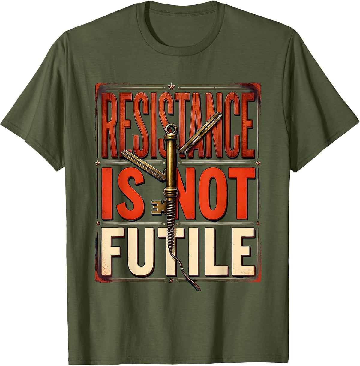 Men's Resistance Is Not Futile Funny Ham Radio Operator Nerdy T-Shirt - Olive Green