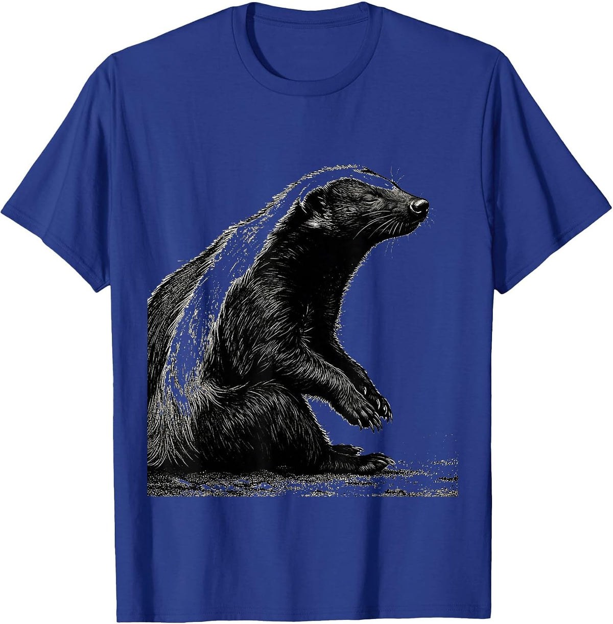 Honey Badger Blackwork Dotwork Animal Lover Humor T-Shirt - Royal Blue