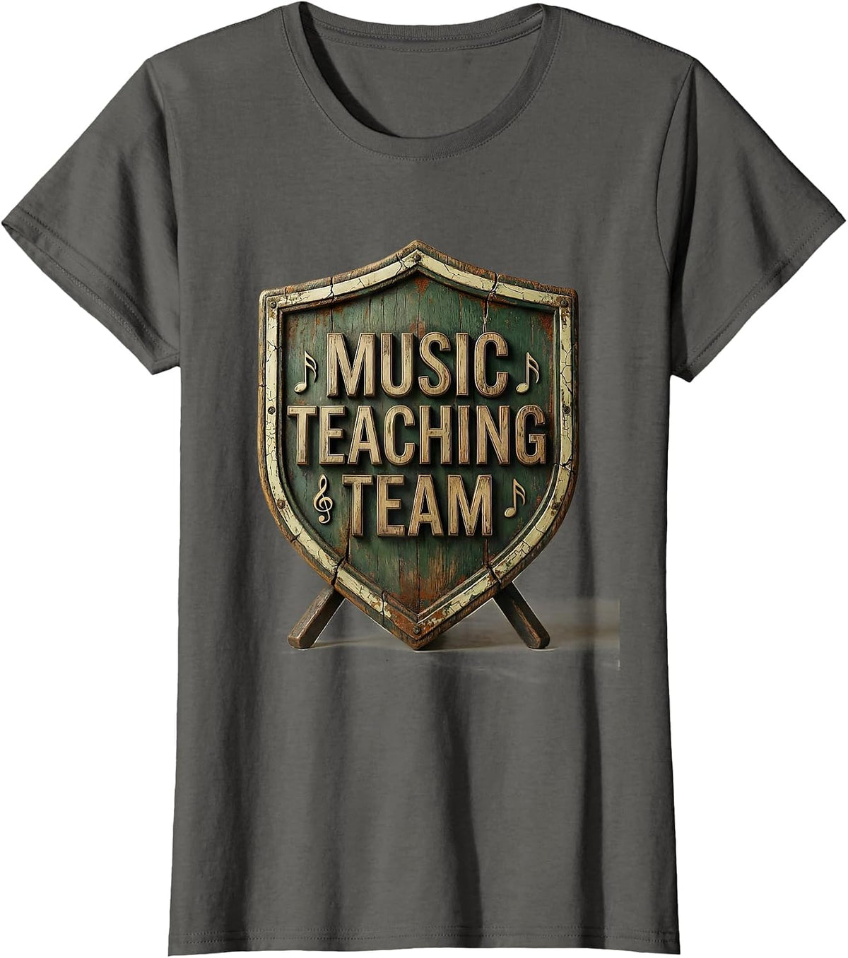 Women's Music Teaching Team Vintage Teacher Appreciation Staff Gift T-Shirt - Asphalt Grey