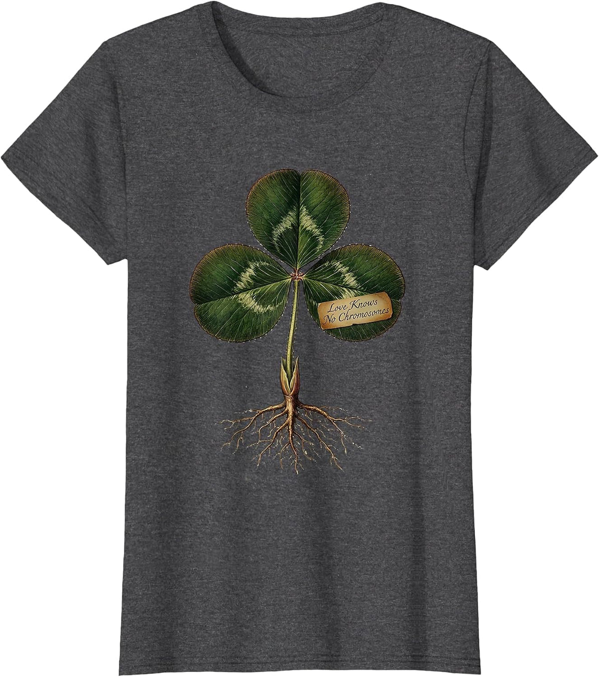 Women's Love Knows No Chromosomes Down Syndrome Awareness T-Shirt - Dark Heather Grey