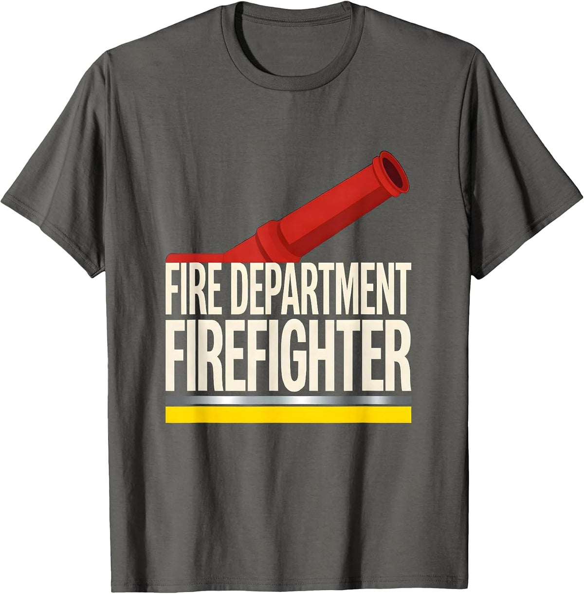 Men's FIRE DEPARTMENT FIREFIGHTER Stencil Graphic Fireman Costume T-Shirt - Asphalt Grey