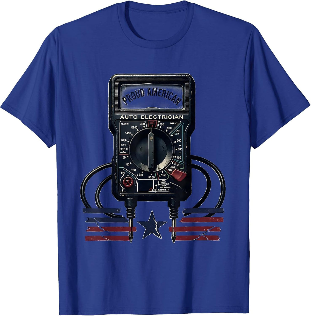 Men's Proud American Auto Electrician Patriotic Tradesman USA Flag T-Shirt - Royal Blue
