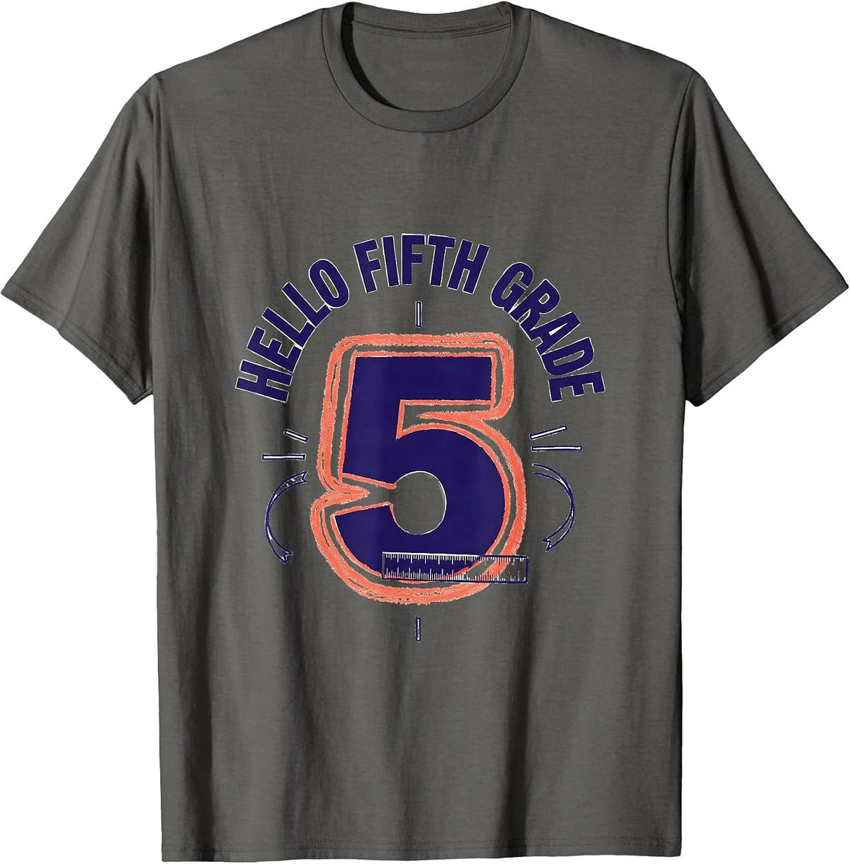 Hello Fifth Grade Cheerful Back To School Girl Student First T-Shirt - Asphalt Grey