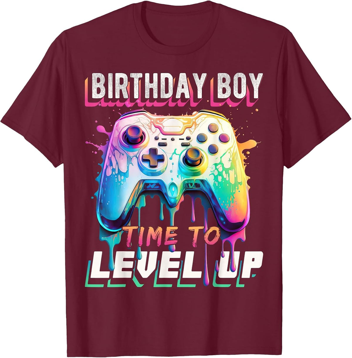 Birthday Boy Time to Level Up Video Game Birthday Party Boys T-Shirt - Burgundy