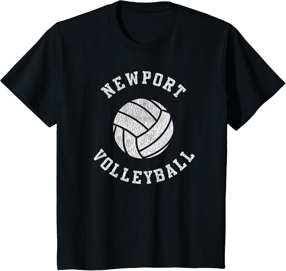 Newport Volleyball Retro Distressed Team VB Graphic T-Shirt - Black