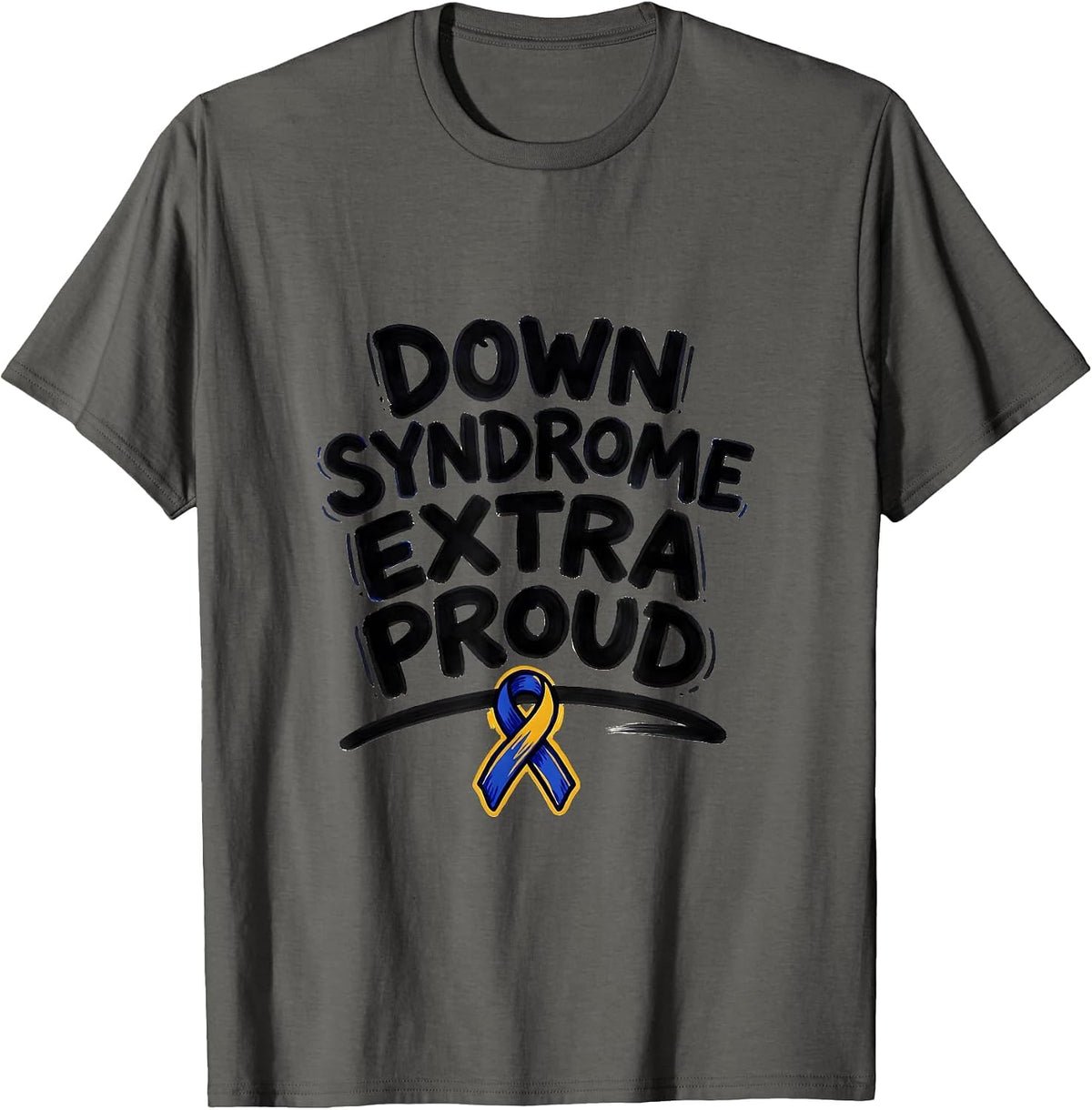 Men's Down Syndrome Extra Proud Family Support Awareness Gift T-Shirt - Asphalt Grey