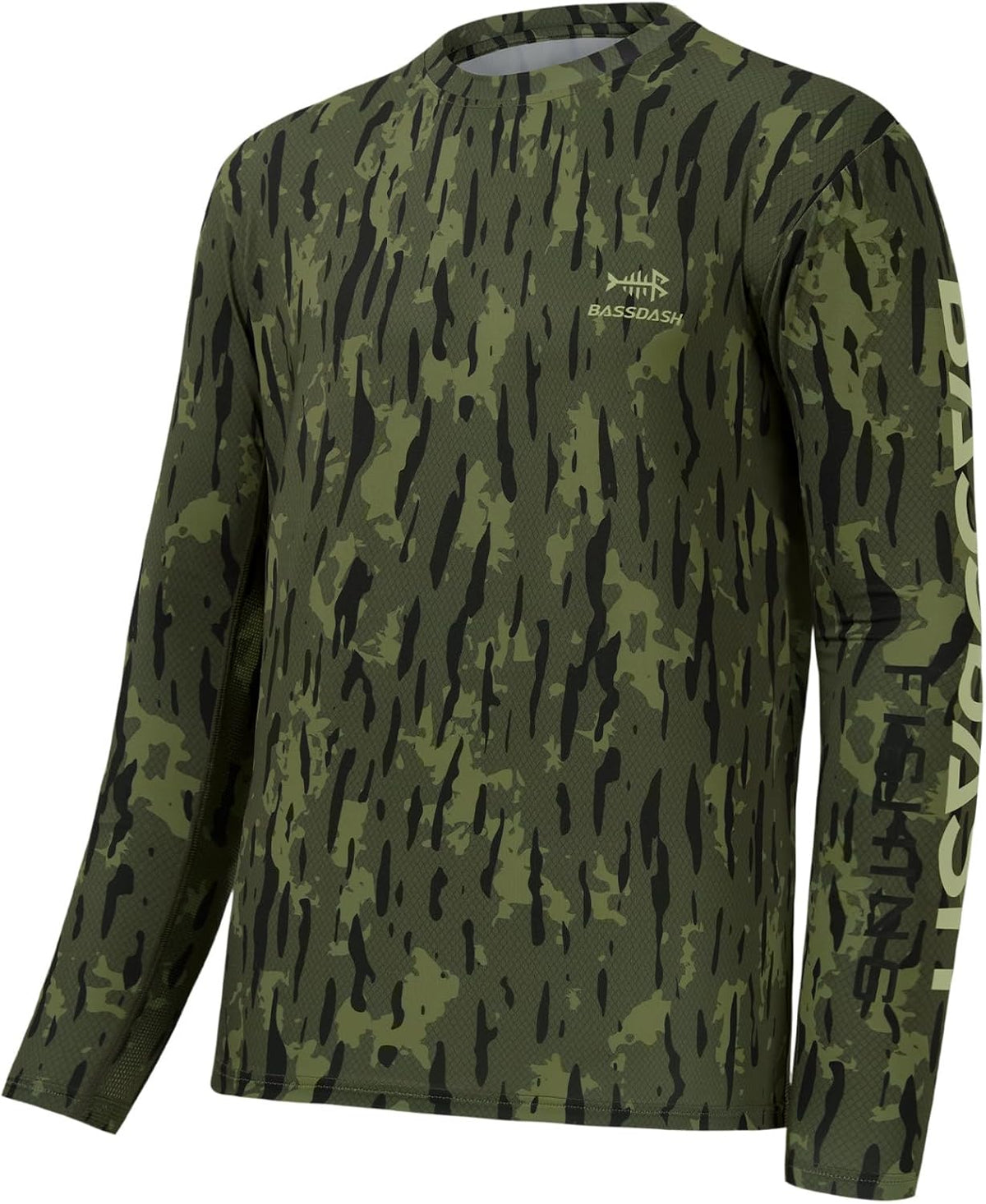BASSDASH Men’s Camo Fishing Shirts UPF 50+ Long Sleeve Quick Dry Lightweight T-Shirts for Outdoor Hiking Kayaking FS37M -