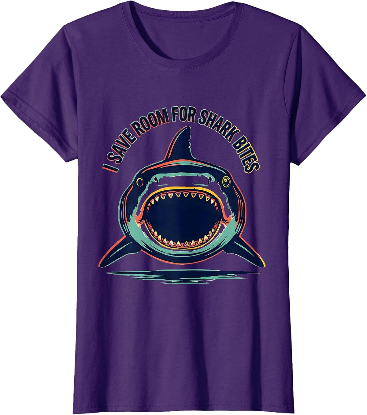 Women's I Save Room For Shark Bites Funny Shark Lover Ocean Wildlife T-Shirt - Purple