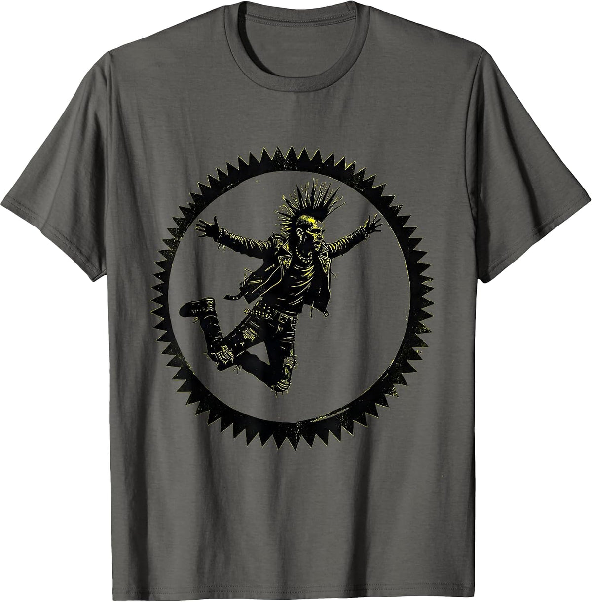 Punk Rocker Stage Dive Silhouette Graphic T-Shirt - Asphalt Grey