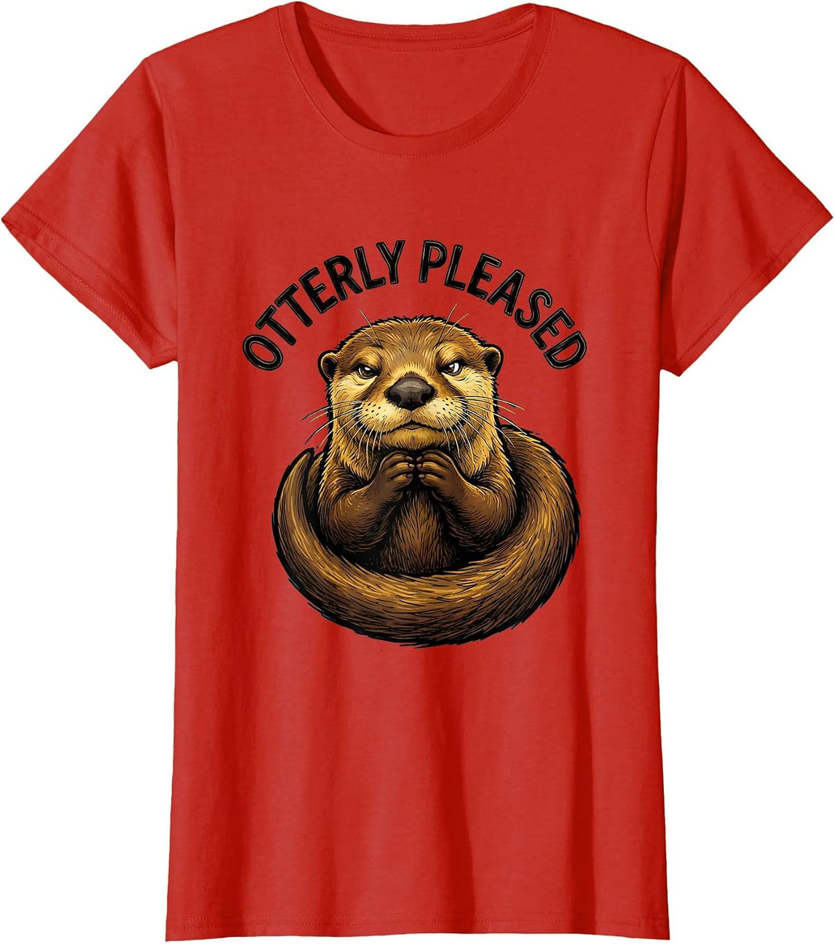 Women's Otterly Pleased Funny Otter Lover Gift For Kids Teens T-Shirt - Red