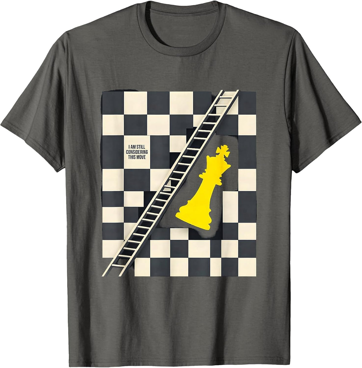 I Am Still Considering This Move Geometric Chess Player T-Shirt - Asphalt Grey